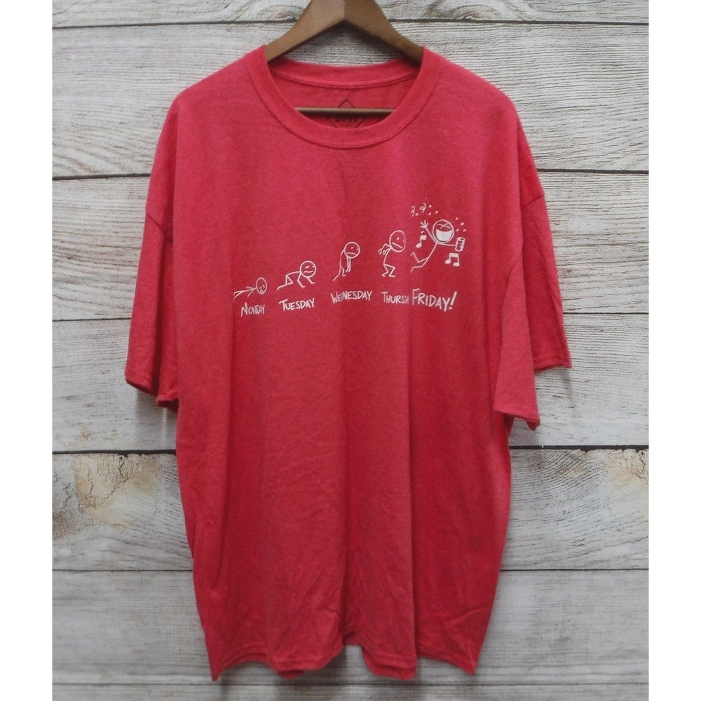 Well Worn Shirt‎ Mens Size 3XL Faded Red Days of the Work Week Party T-Shirt New